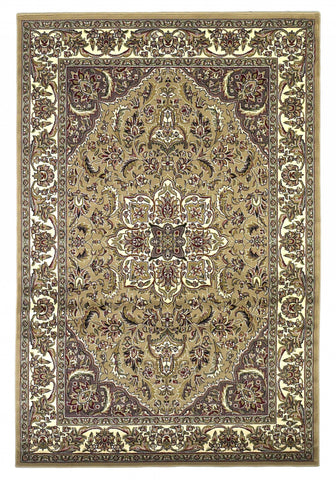 2' x 8' Beige or Ivory Medallion Runner Rug