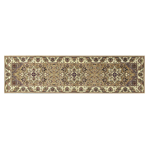 3'x5' Beige Ivory Machine Woven Floral Medallion Indoor Area Rug