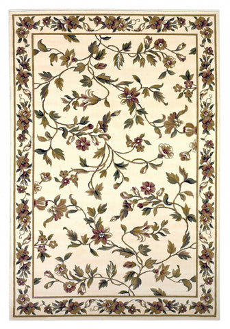 2' x 8' Ivory Floral Vine Runner Rug