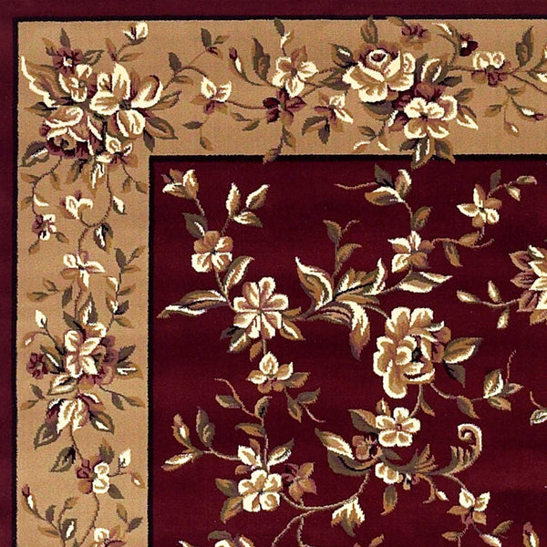 3'x5' Red Beige Machine Woven Floral Traditional Indoor Area Rug