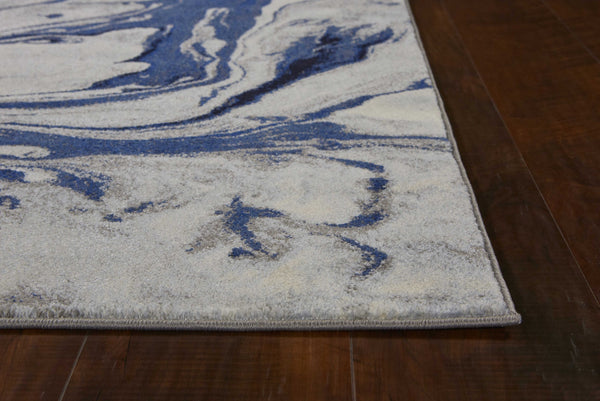 3'x5' Blue Machine Woven Abstract Watercolor Indoor Area Rug