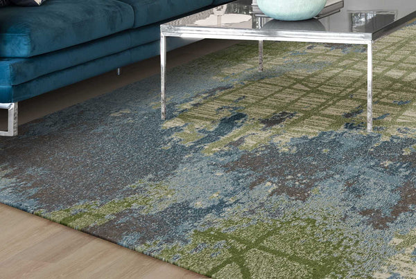 3' x 5' Green or Blue Abstract Watercolor Area Rug