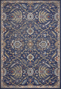 3'x5' Royal Blue Machine Woven Floral Traditional Indoor Area Rug