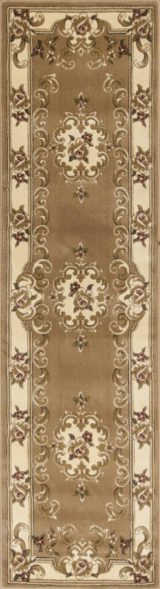 2' x 8' Beige or Ivory Medallion Runner Rug