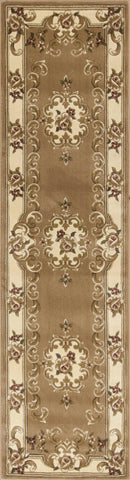 2' x 8' Beige or Ivory Medallion Runner Rug