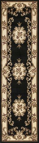 2' x 8' Black or Ivory Medallion Runner Rug