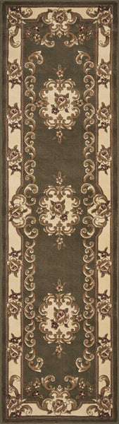 2' x 8' Green or Ivory Medallion Runner Rug