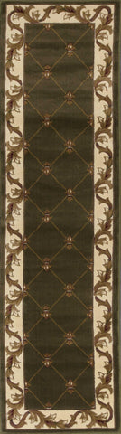 2' x 8' Green Fleur de Lis Runner Rug