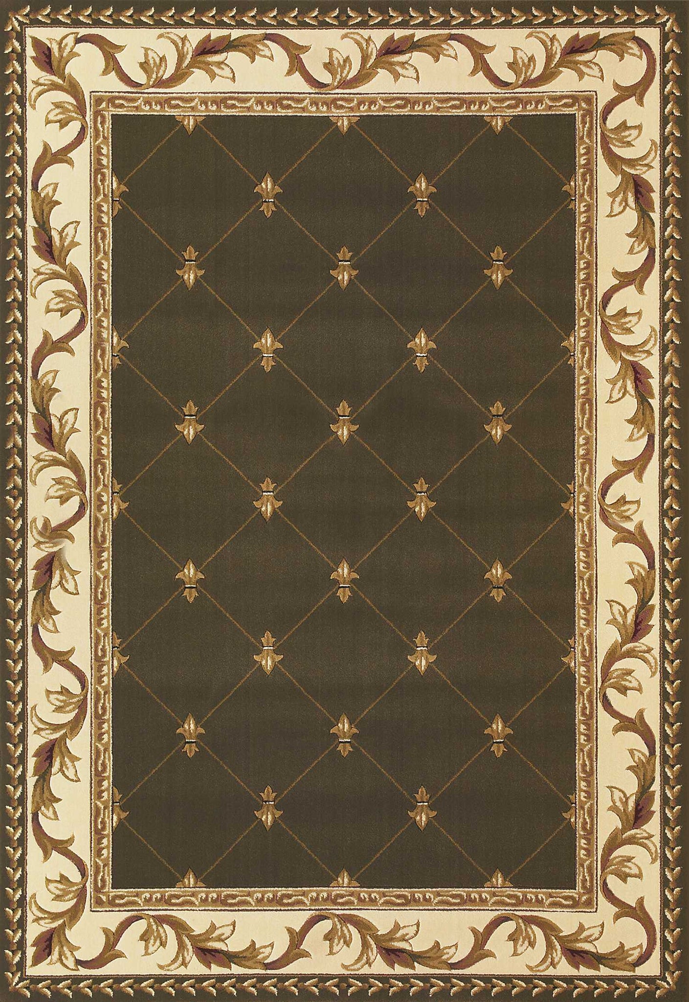 3'x5' Green Machine Woven Hand Carved Fleur De Lis Indoor Area Rug