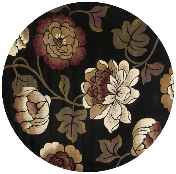 2' x 8' Black Floral Vines Area Rug