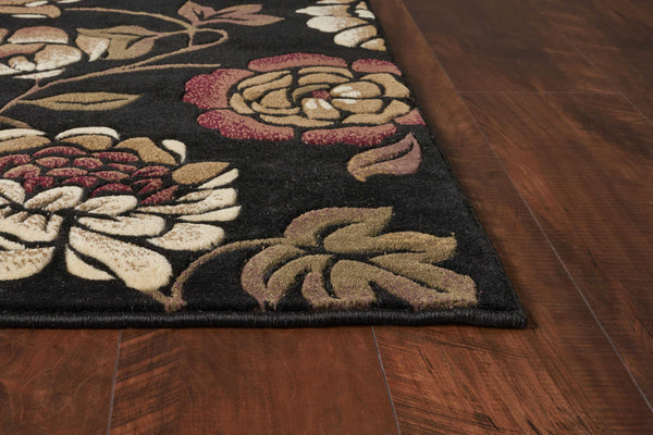 2' x 8' Black Floral Vines Area Rug