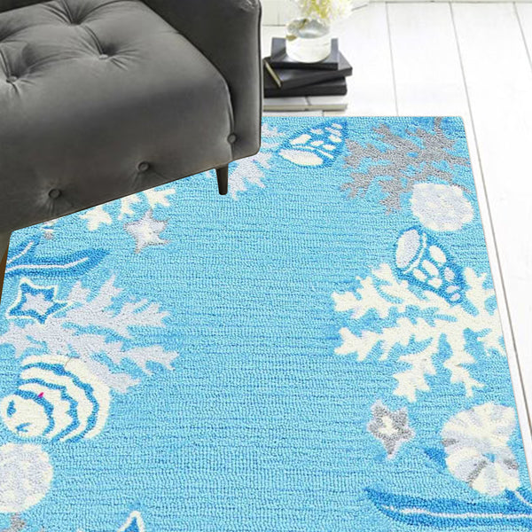 2' x 7' Sea Blue Costal Runner Rug