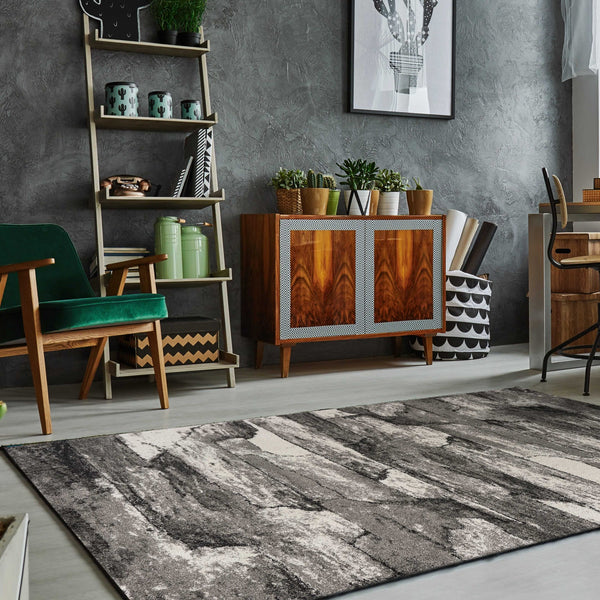 3' x 5' Grey Abstract Design Area Rug