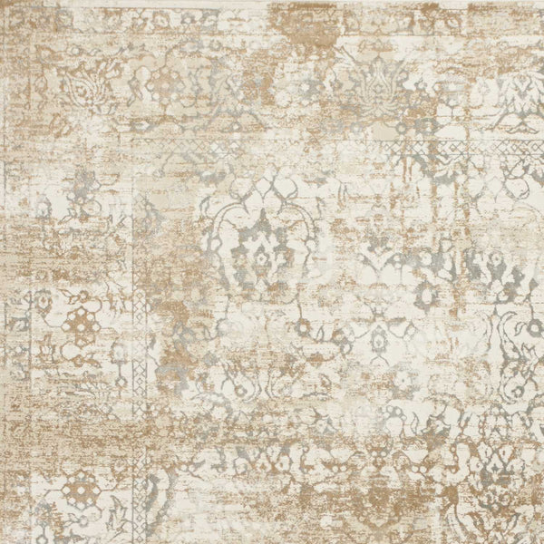 3' x 5' Beige Faded Medallion Area Rug