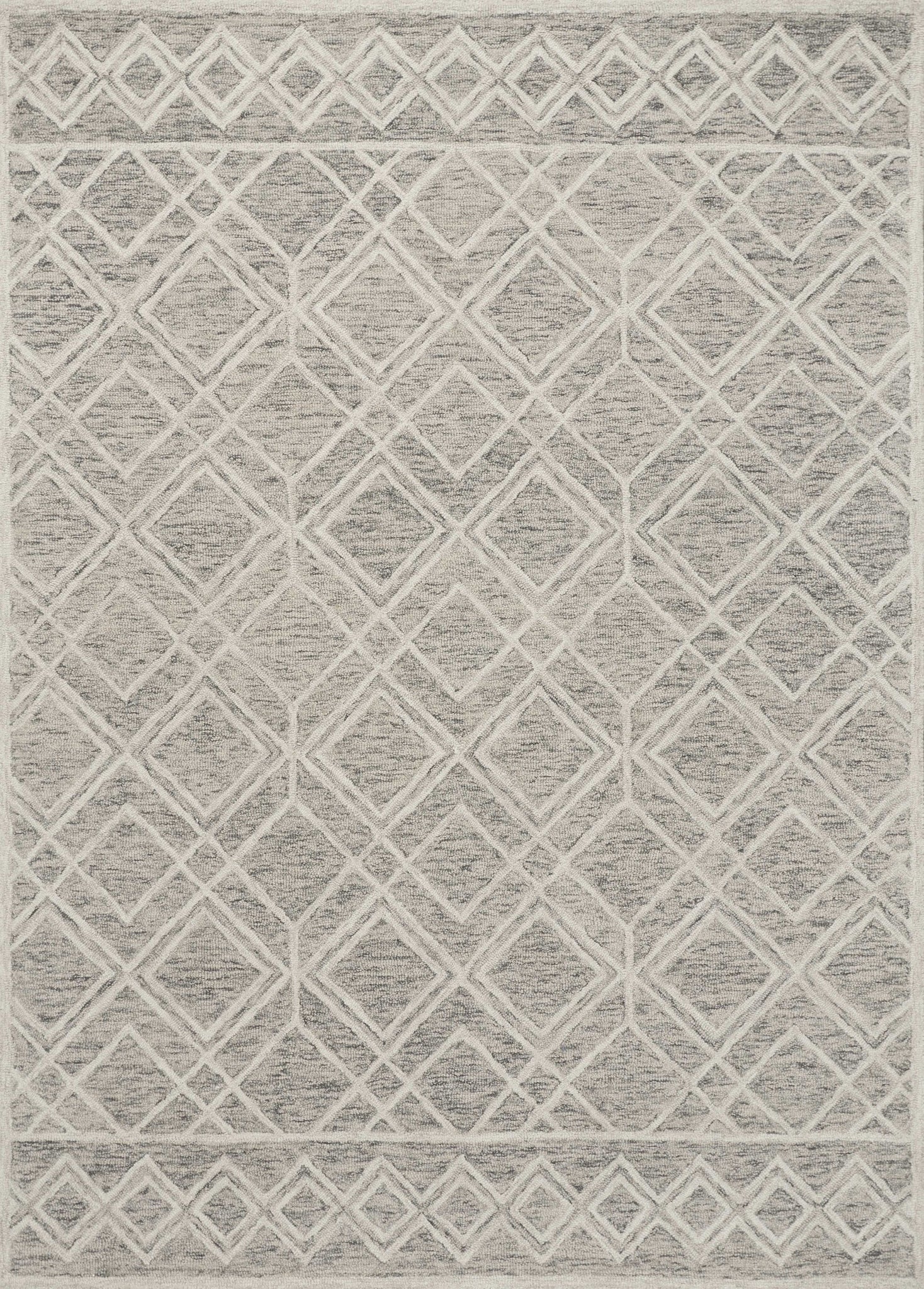 3' x 5' Sand Geometric Diamond Wool Area Rug