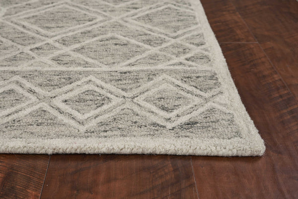 3' x 5' Sand Geometric Diamond Wool Area Rug