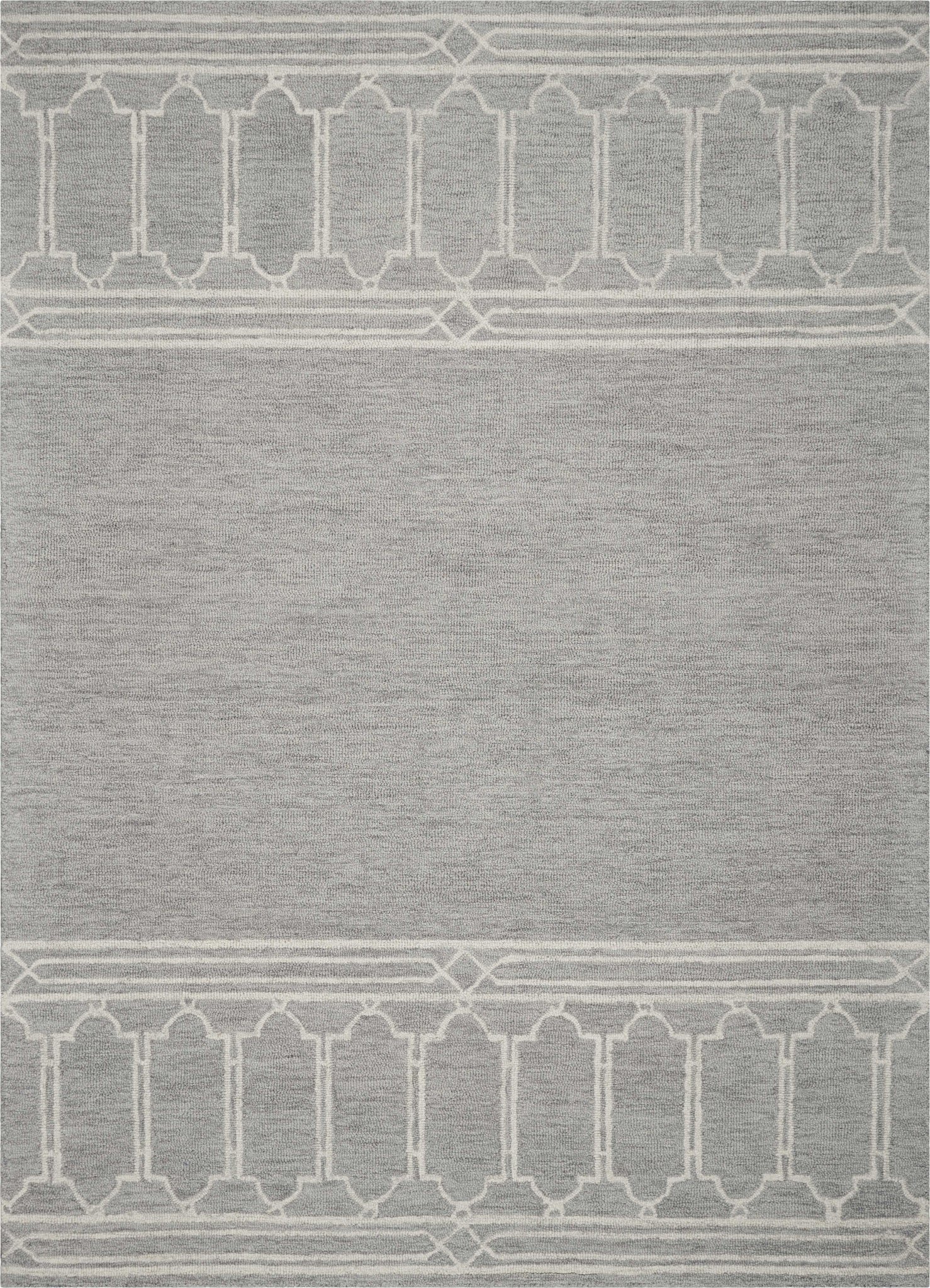 3' x 5' Grey Geometric Pattern Wool Area Rug