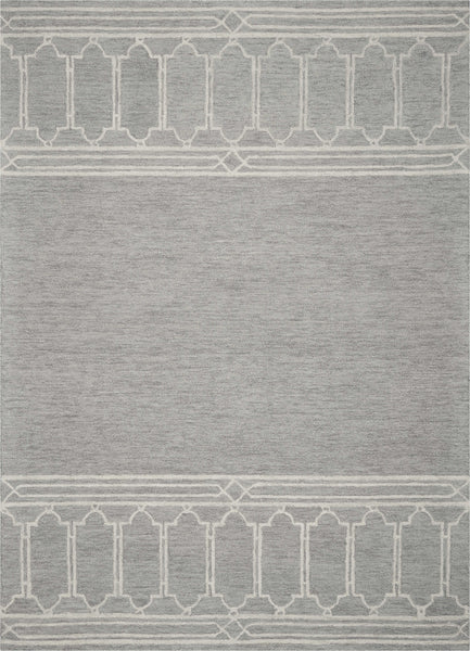 3' x 5' Grey Geometric Pattern Wool Area Rug