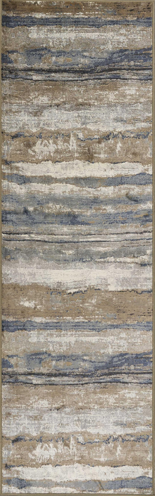 2' x 7' Ivory or Blue Landscape Viscose Runner Rug