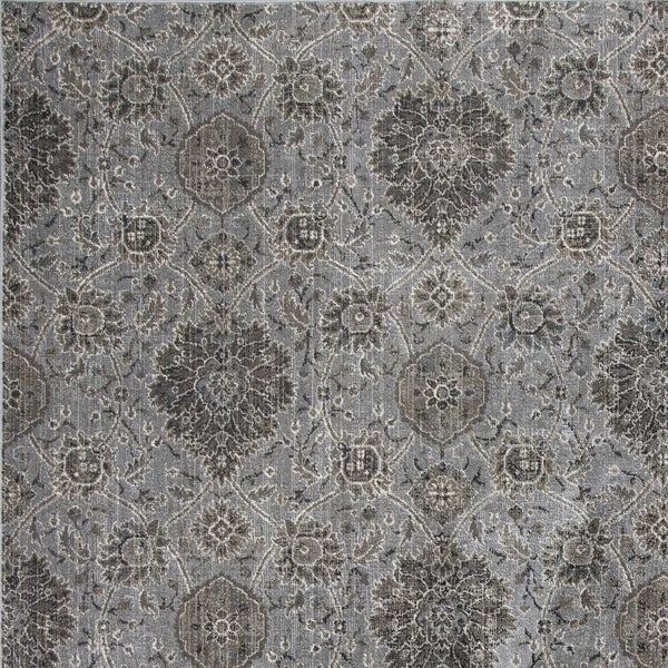 3'x5' Silver Machine Woven Floral Traditional Allover Indoor Area Rug