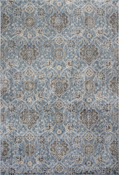 3'x5' Slate Blue Machine Woven Floral Traditional Allover Indoor Area