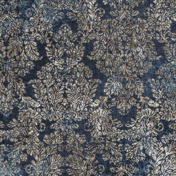 3'x5' Slate Blue Machine Woven Damask Indoor Area Rug