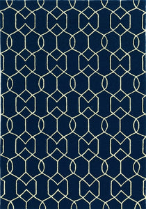 3' x 5' Trellis and Diamond Navy UV Treated Area Rug