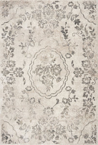 3' x 5' Grey Floral Vines Area Rug