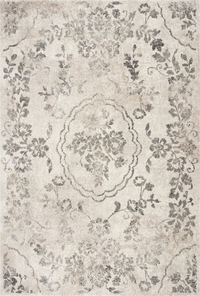 3' x 5' Grey Floral Vines Area Rug