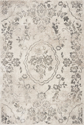 3' x 5' Grey Floral Vines Area Rug