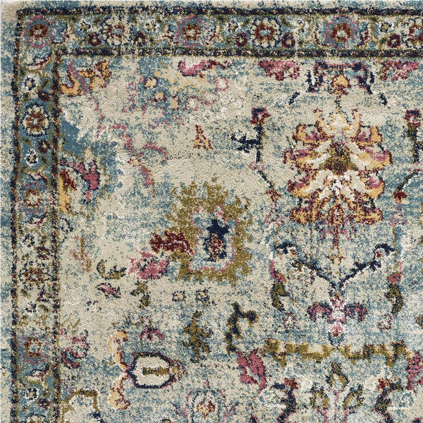 3' x 5' Light Blue Floral Vines Area Rug