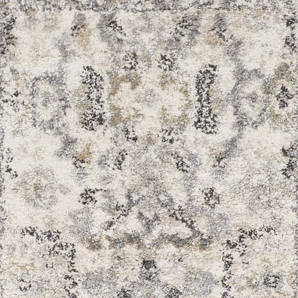 7' Ivory Machine Woven Distressed Floral Traditional Indoor Runner Rug