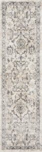 7' Ivory Machine Woven Distressed Floral Traditional Indoor Runner Rug