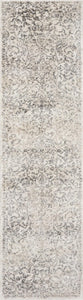 7' Ivory Machine Woven Distressed Floral Vines Indoor Runner Rug