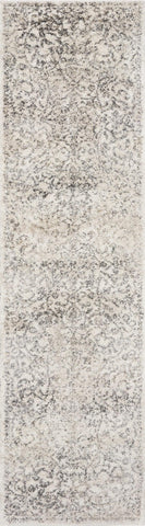 7' Ivory Machine Woven Distressed Floral Vines Indoor Runner Rug