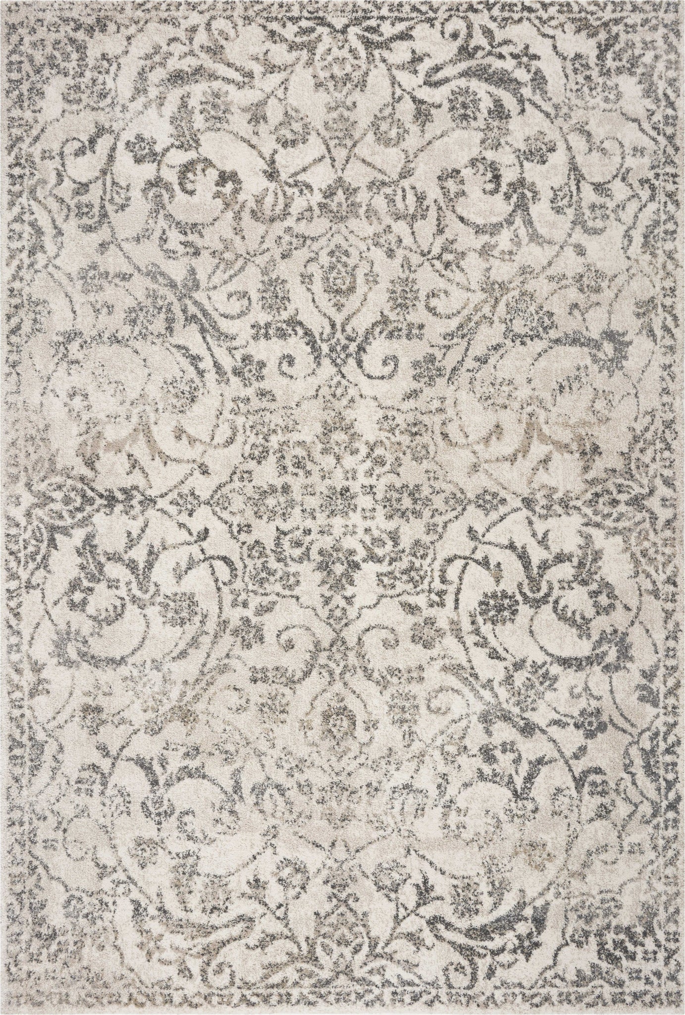 3' x 5' Ivory Floral Vines Area Rug