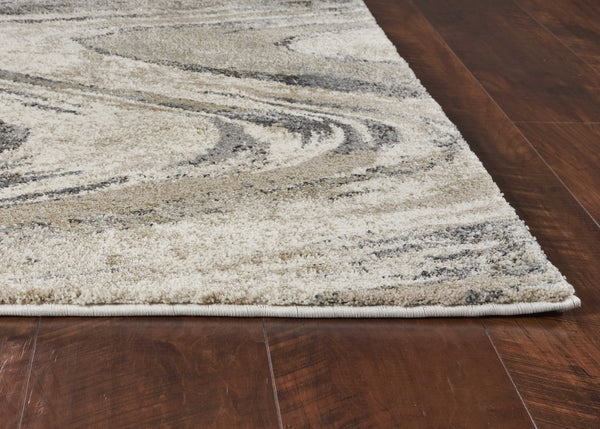 3' x 5' Natural Wavy Brushstrokes Area Rug