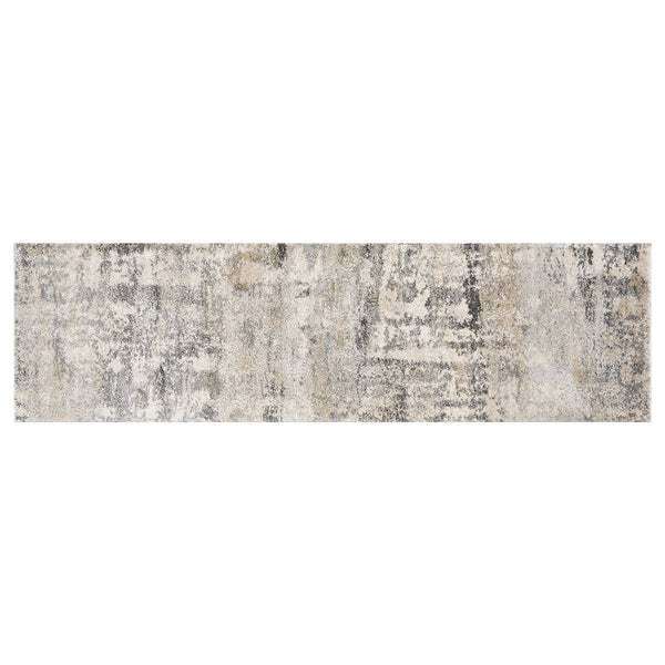 7' Natural Beige Machine Woven Abstract Brushstrokes Indoor Runner Rug