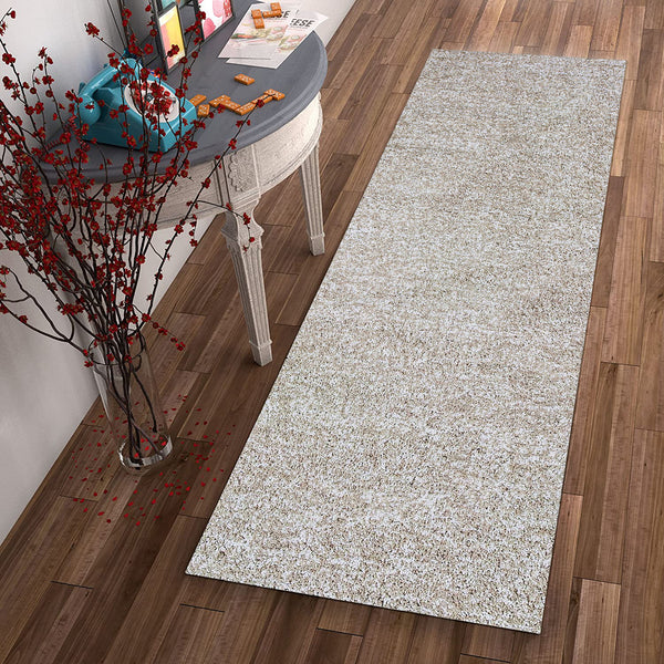 8' Ivory Heather Indoor Shag Runner Rug