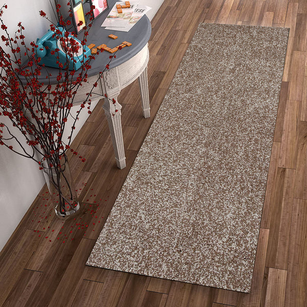 8' Beige Heather Plain Runner Rug