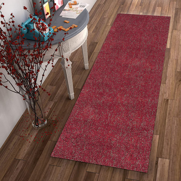 8' Red Heather Indoor Shag Runner Rug