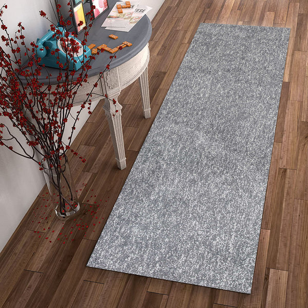 8' Grey Heather Plain Runner Rug