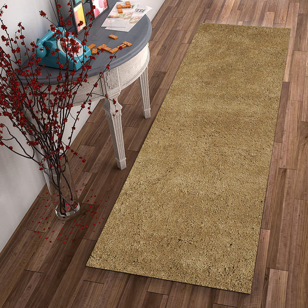 8' Gold Indoor Shag Runner Rug