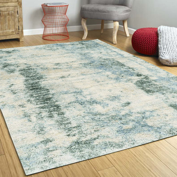 4'x6' Ivory Blue Machine Woven Abstract Indoor Area Rug