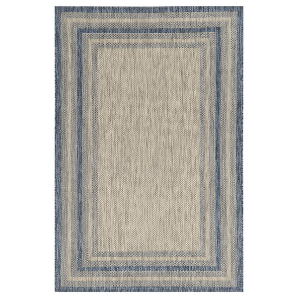 5' x 8' Grey or Denim Bordered UV Treated Area Rug