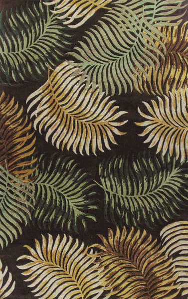 3'x4' Espresso Brown Hand Tufted Tropical Leaves Indoor Area Rug