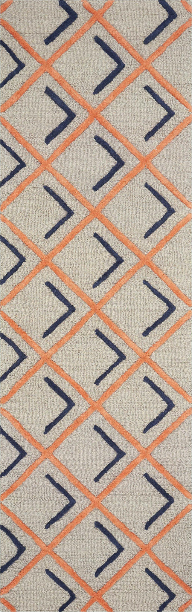 2'3" x 7'6" Runner Wool Tangerine Indigo Area Rug