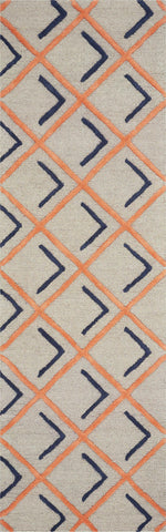 2'3" x 7'6" Runner Wool Tangerine Indigo Area Rug