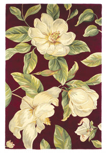 3'x4' Red Hand Tufted Oversized Magnolia Flowers Indoor Area Rug