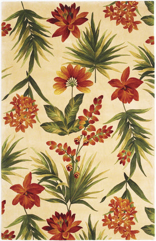 3'x4' Ivory Hand Tufted Tropical Flowers Indoor Area Rug